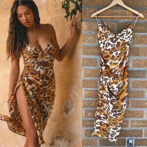 Miss Lola Safari Sunsets Ruched Dress medium